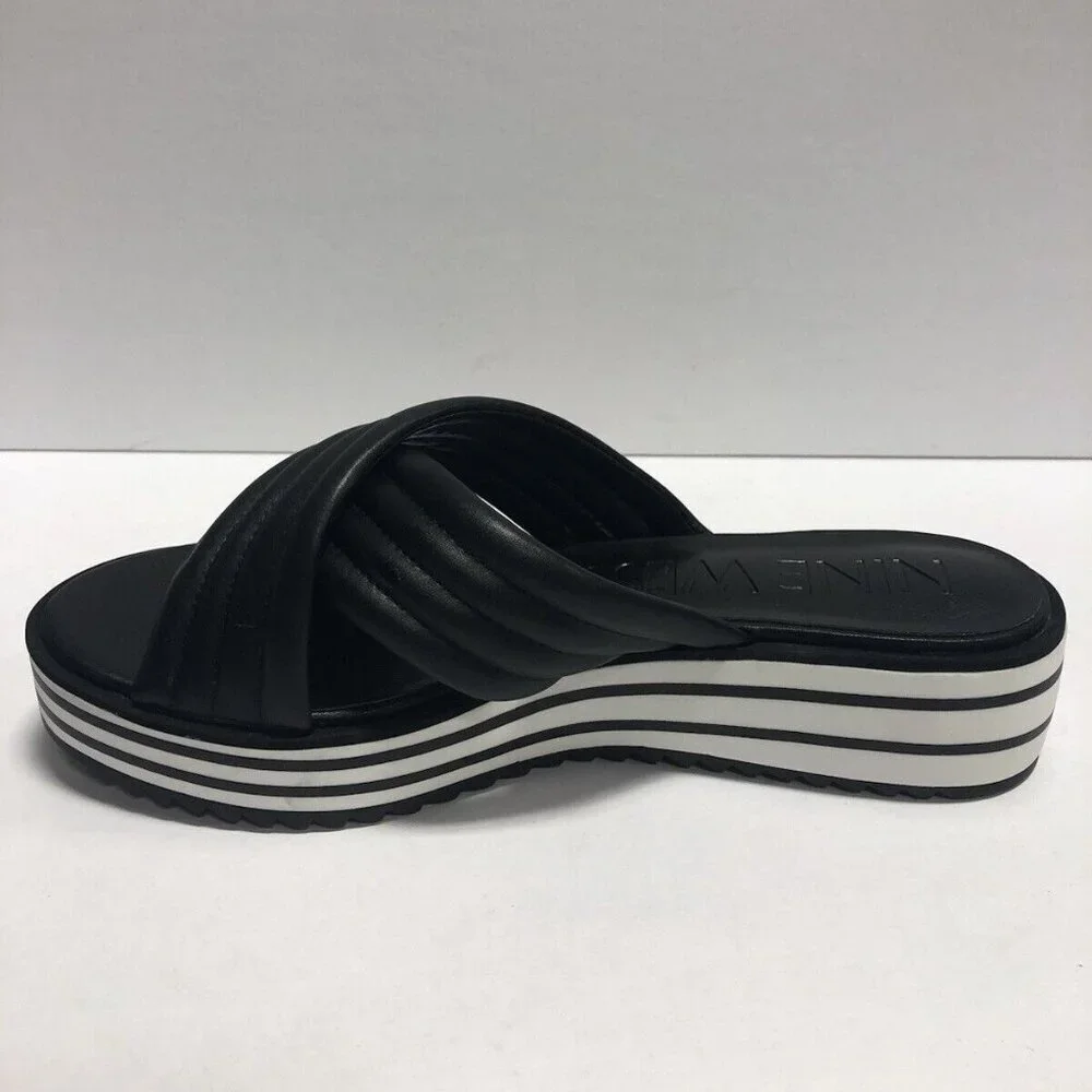 Nine West Women’s Zonita, Black Wedge Sandals, Size 10.5M